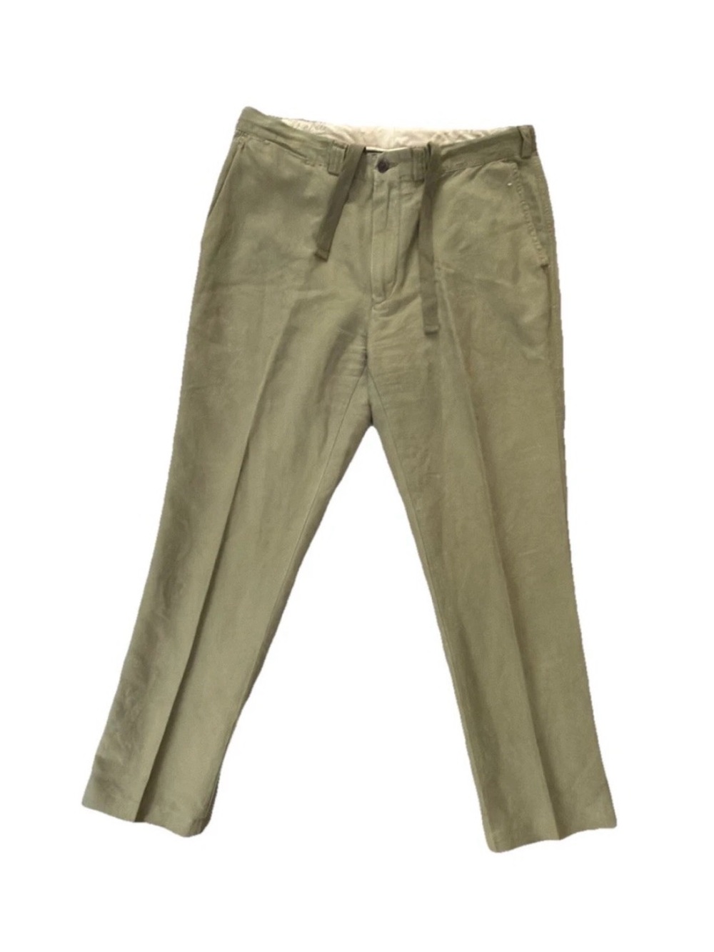 Vintage Polo Ralph Lauren Suffield Pants 36x32 Olive Green Linen Cotton Straight